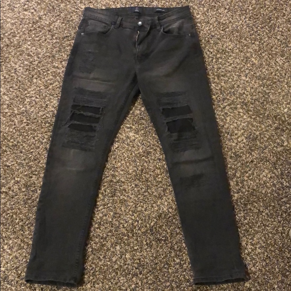 Mens Cotton On Dark Grey Denim Jeans.